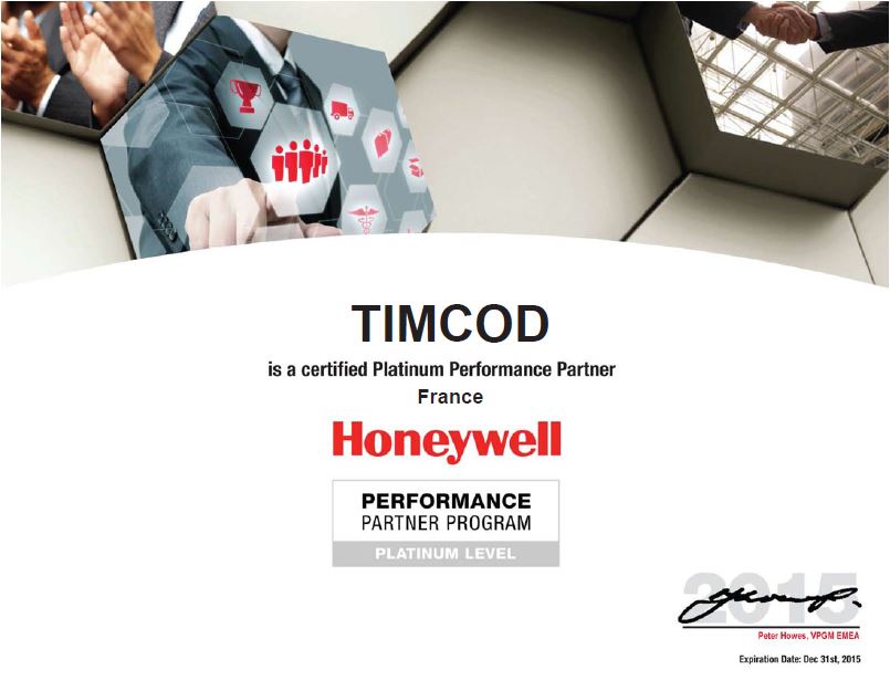 Certificat partenaire platinium Honeywell