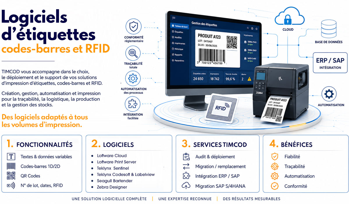 Timcod - solutions logicielles étiquettes codes-barres et RFID