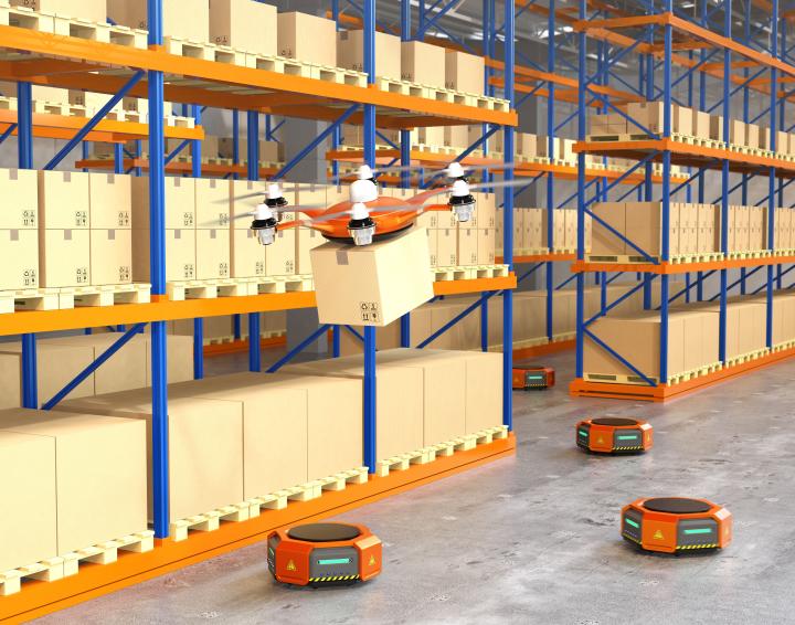 Cobots dans un entrepôt