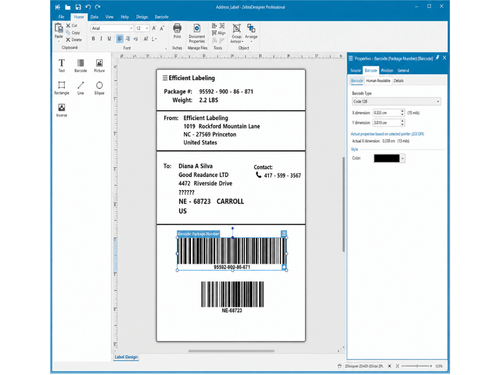 Ecran_Logiciel_d'impression_et_d'étiquetage_Zebra_Designer