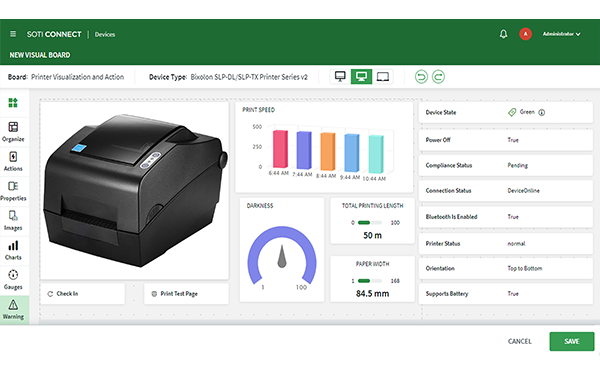 SOTI - Gestion terminaux imprimantes appareils objets IoT - Dashboard